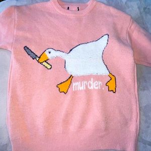 Aelfric Eden Cute Murder Goose Pattern Knit Sweater -- Pink